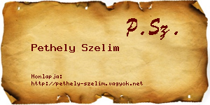 Pethely Szelim névjegykártya